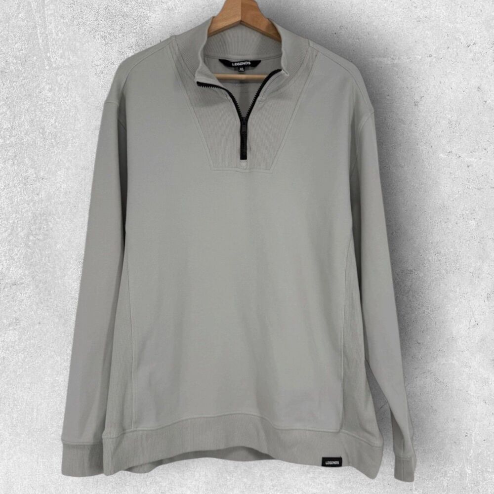 LEGENDS Mens Highland Quarter Zip Pullover Sweatshirt Size XL Gray Athleisure